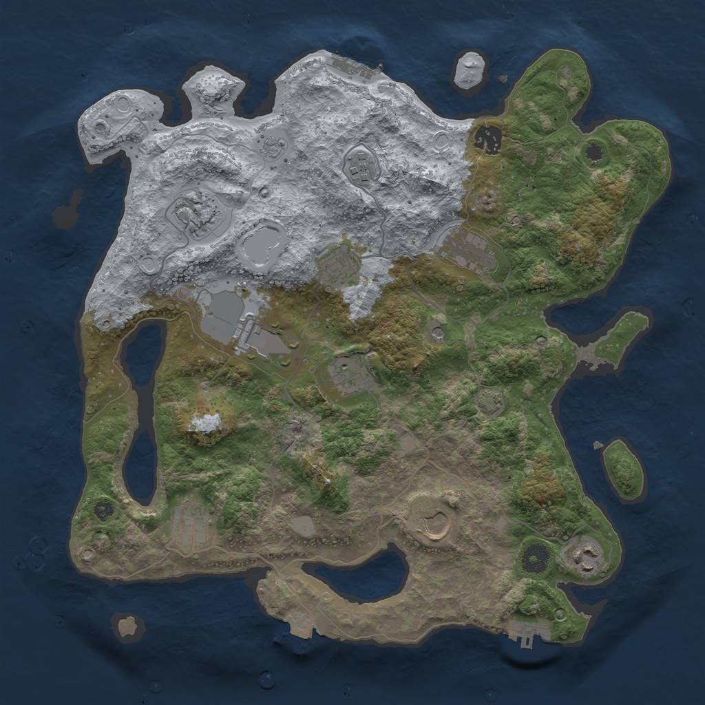 Rust Map: Procedural Map, Size: 3700, Seed: 91513955, 18 Monuments