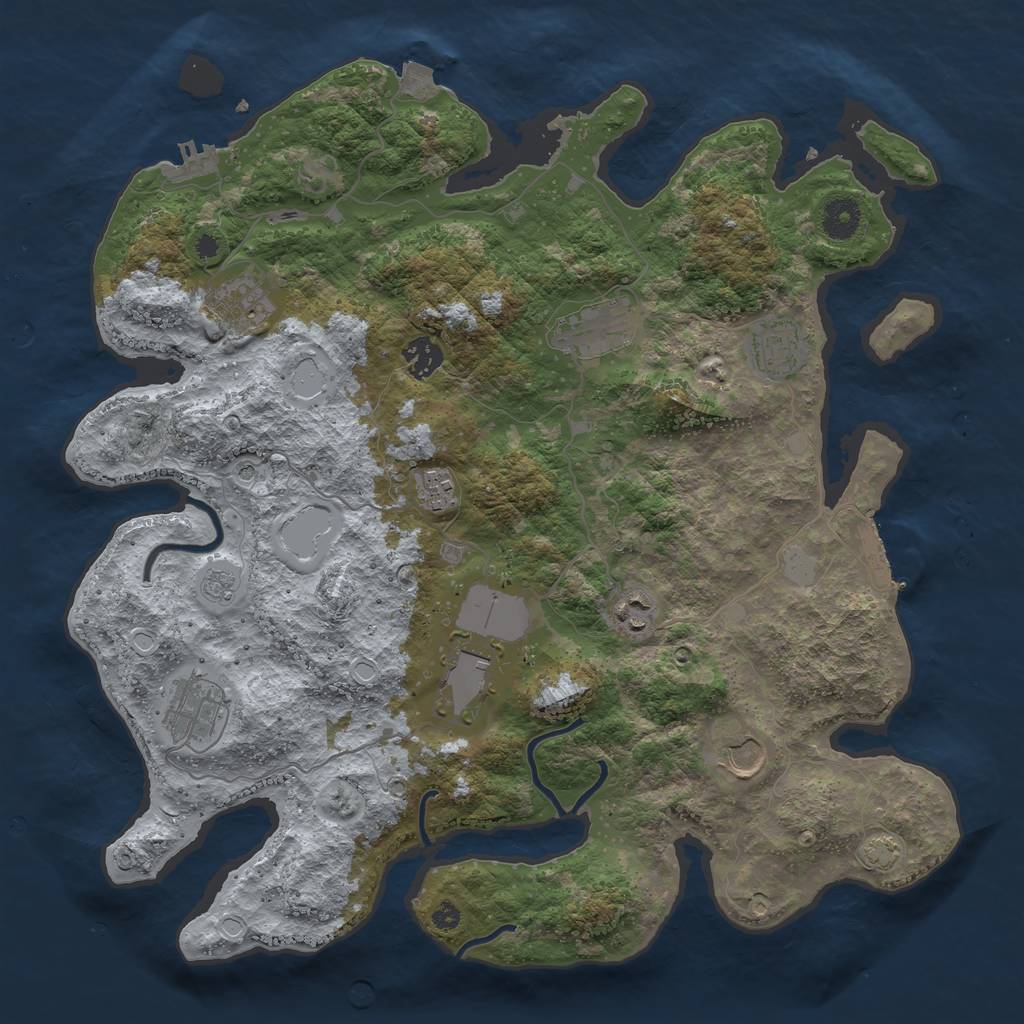 Rust Map: Procedural Map, Size: 3850, Seed: 17376650, 17 Monuments