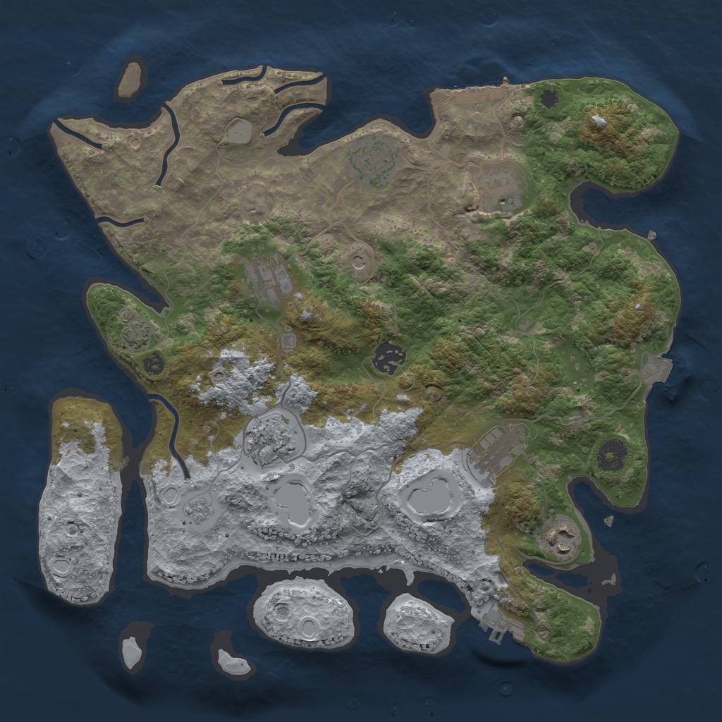Rust Map: Procedural Map, Size: 3450, Seed: 2602909, 15 Monuments