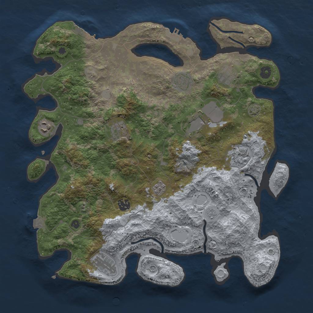 Rust Map: Procedural Map, Size: 3850, Seed: 41749699, 17 Monuments