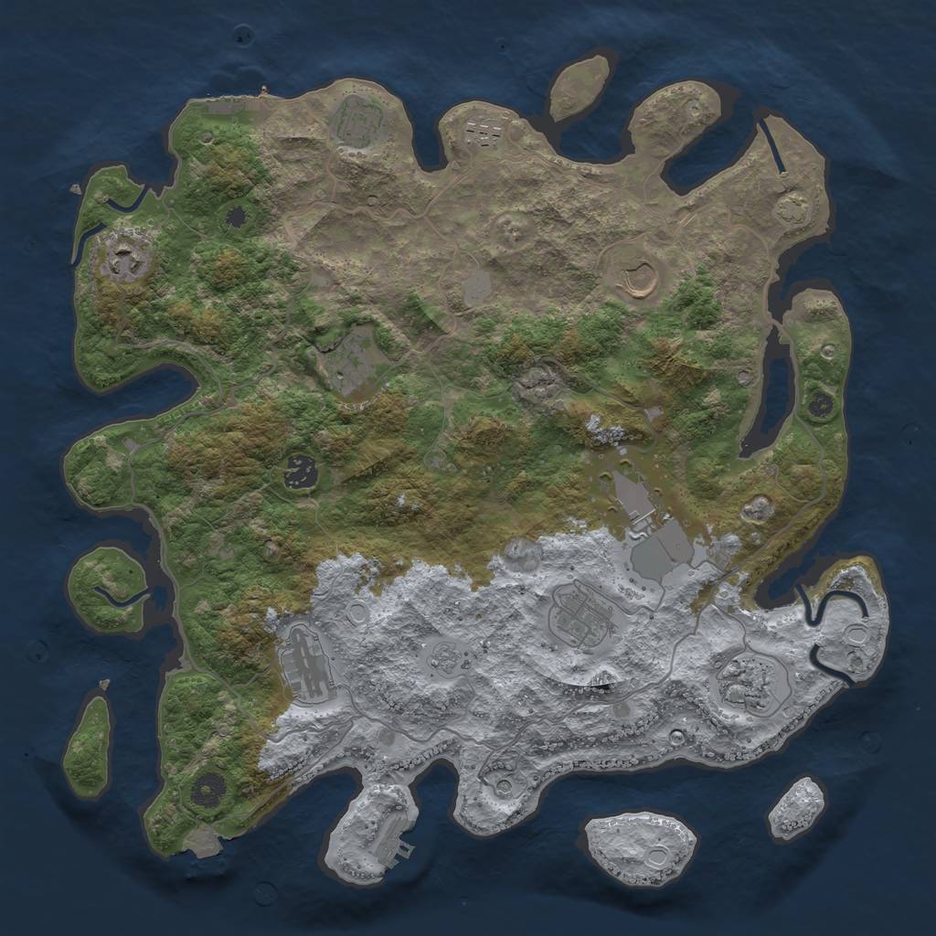 Rust Map: Procedural Map, Size: 4000, Seed: 71281585, 18 Monuments