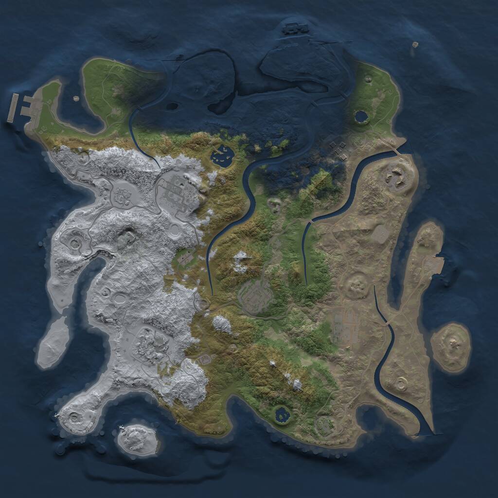 Rust Map: Procedural Map, Size: 3400, Seed: 96113724, 13 Monuments
