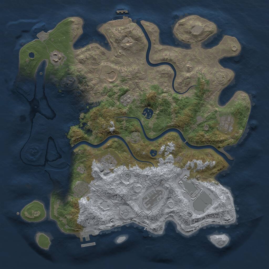 Rust Map: Procedural Map, Size: 3750, Seed: 7880058, 15 Monuments