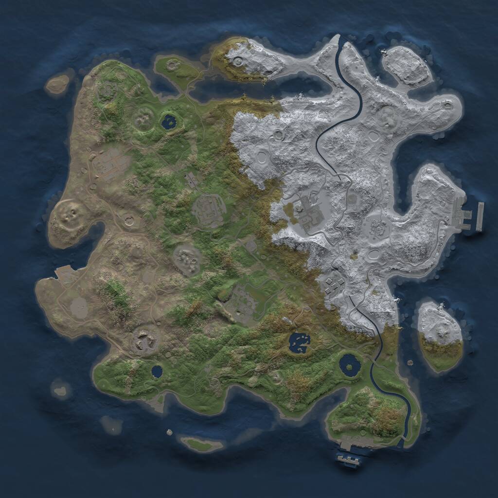 Rust Map: Procedural Map, Size: 3450, Seed: 31448967, 13 Monuments