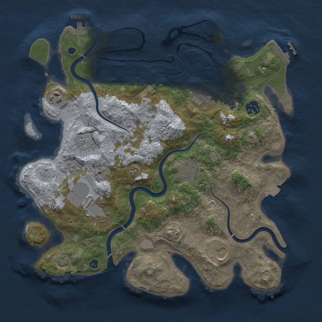 Rust Map: Procedural Map, Size: 3600, Seed: 3637, 14 Monuments