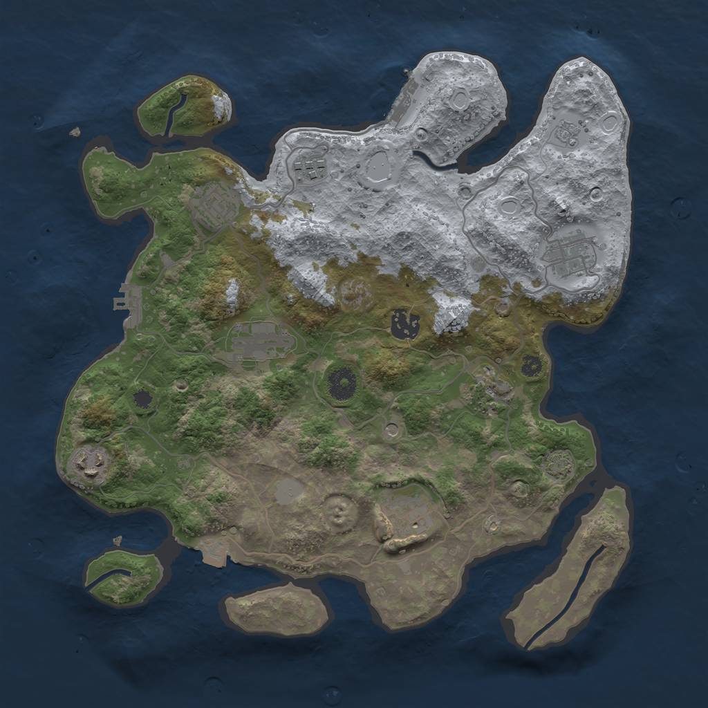 Rust Map: Procedural Map, Size: 3450, Seed: 4008809, 16 Monuments