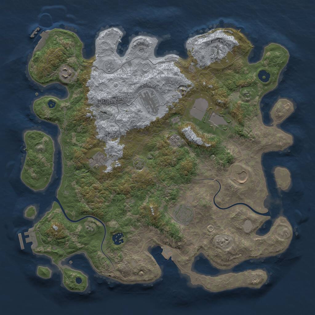 Rust Map: Procedural Map, Size: 3950, Seed: 76905057, 15 Monuments