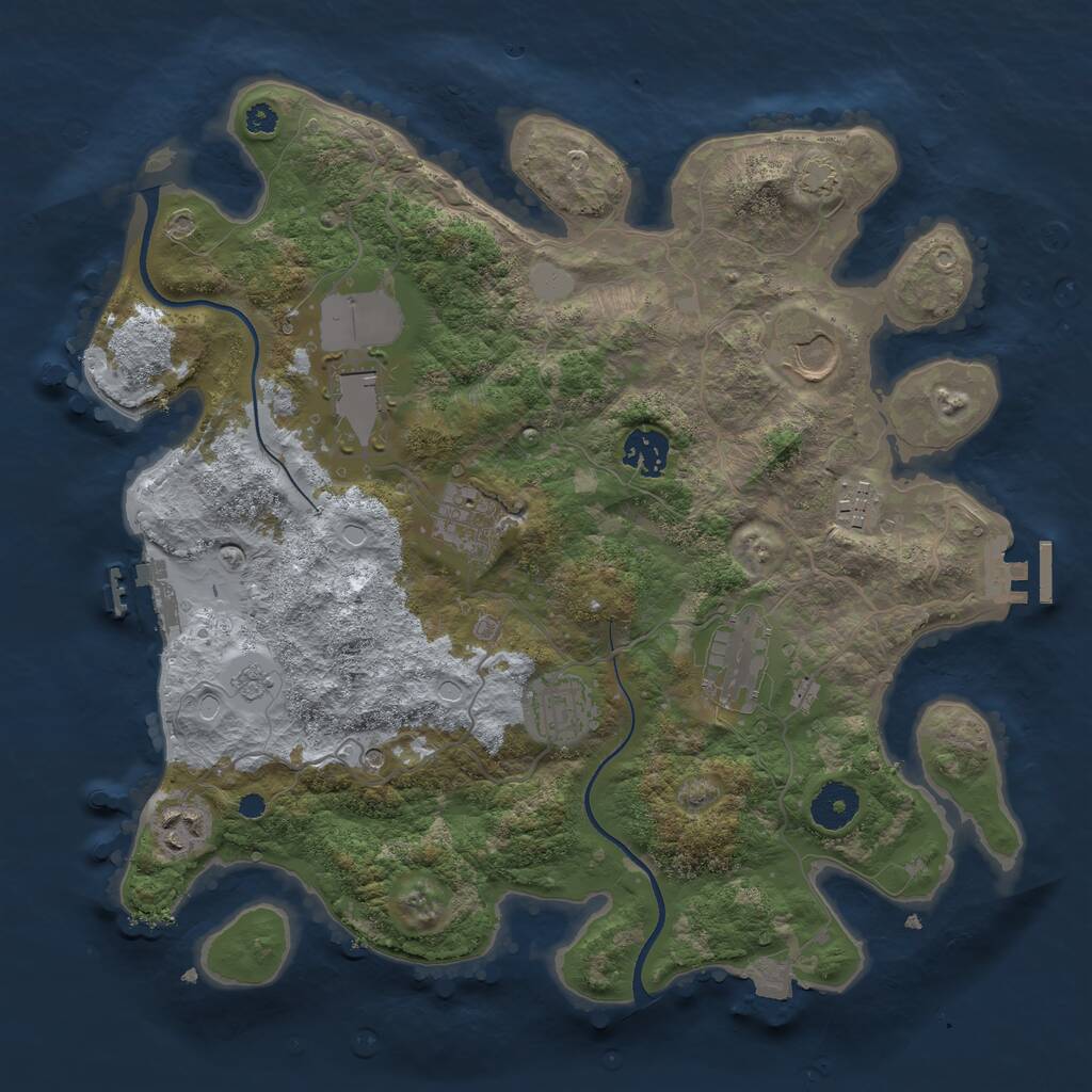 Rust Map: Procedural Map, Size: 3500, Seed: 111086238, 14 Monuments