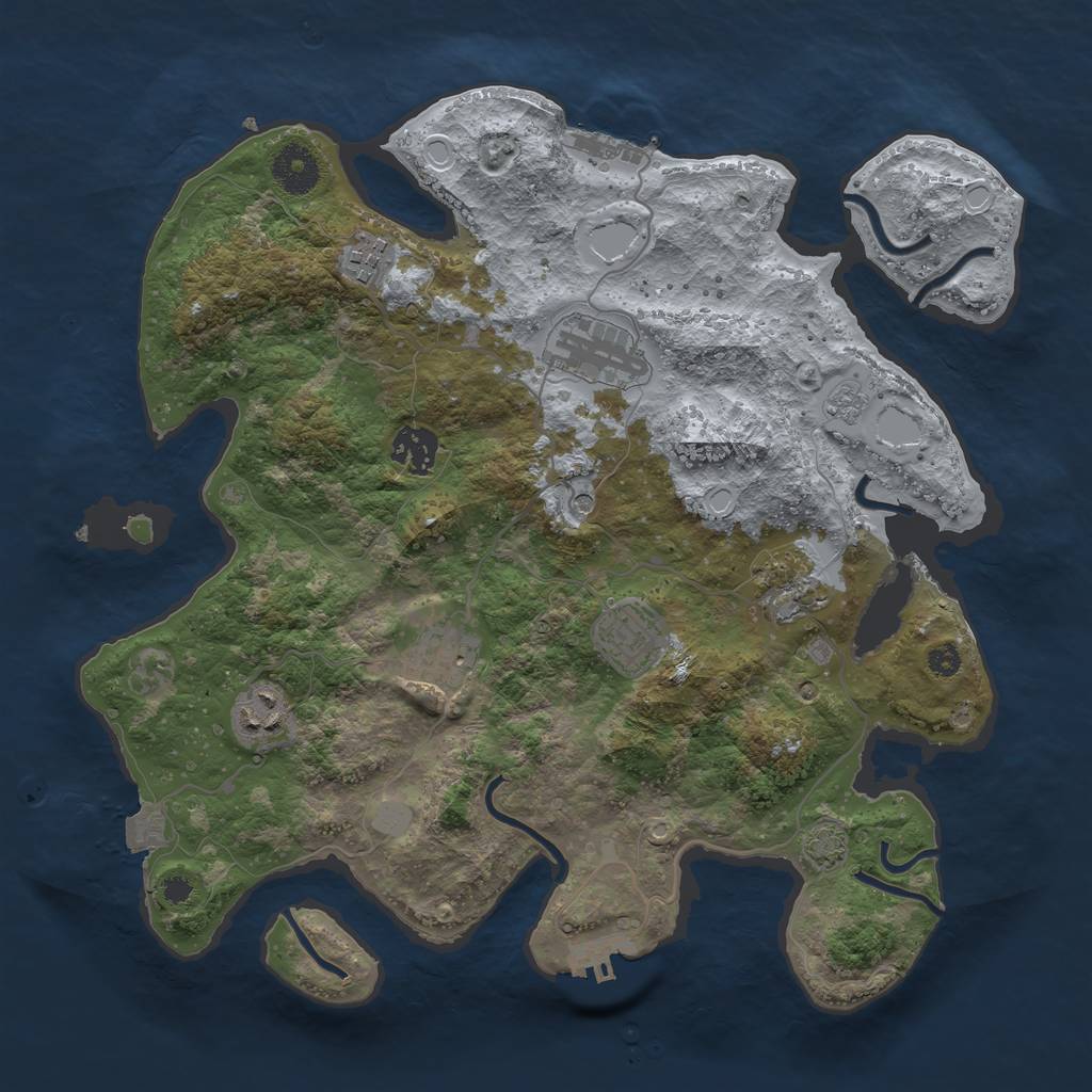 Rust Map: Procedural Map, Size: 3450, Seed: 72526630, 15 Monuments