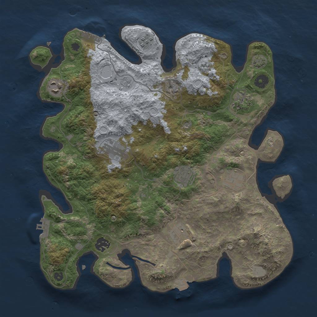 Rust Map: Procedural Map, Size: 3450, Seed: 93179956, 16 Monuments