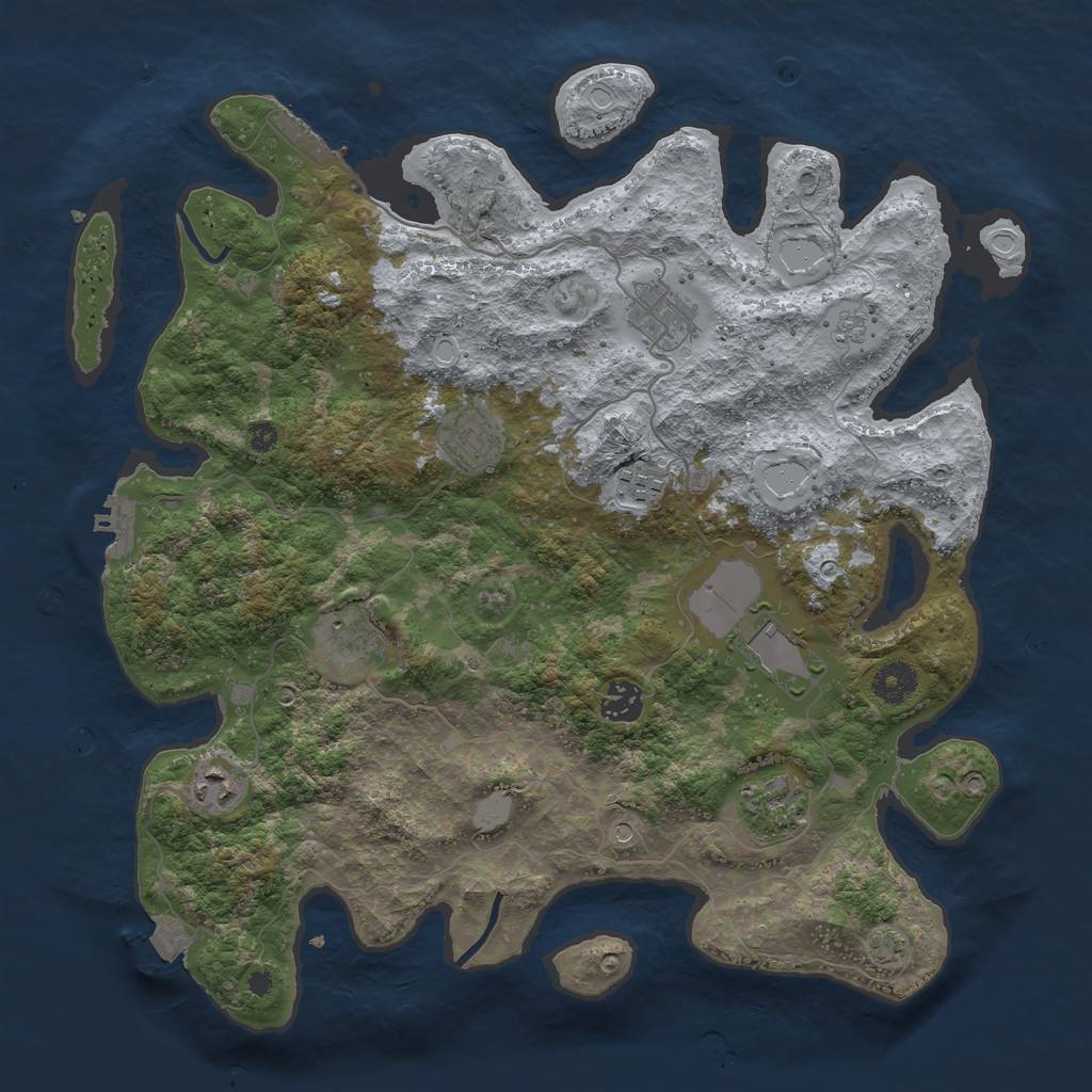 Rust Map: Procedural Map, Size: 3800, Seed: 83774730, 16 Monuments
