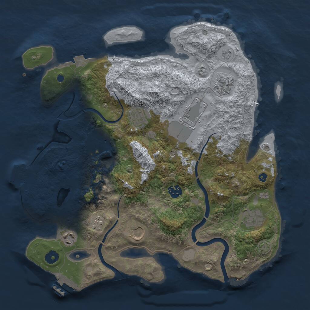 Rust Map: Procedural Map, Size: 3500, Seed: 21422615, 15 Monuments