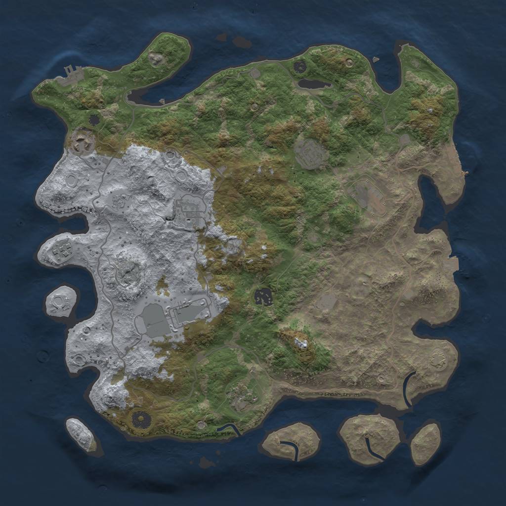 Rust Map: Procedural Map, Size: 4000, Seed: 4444276, 16 Monuments