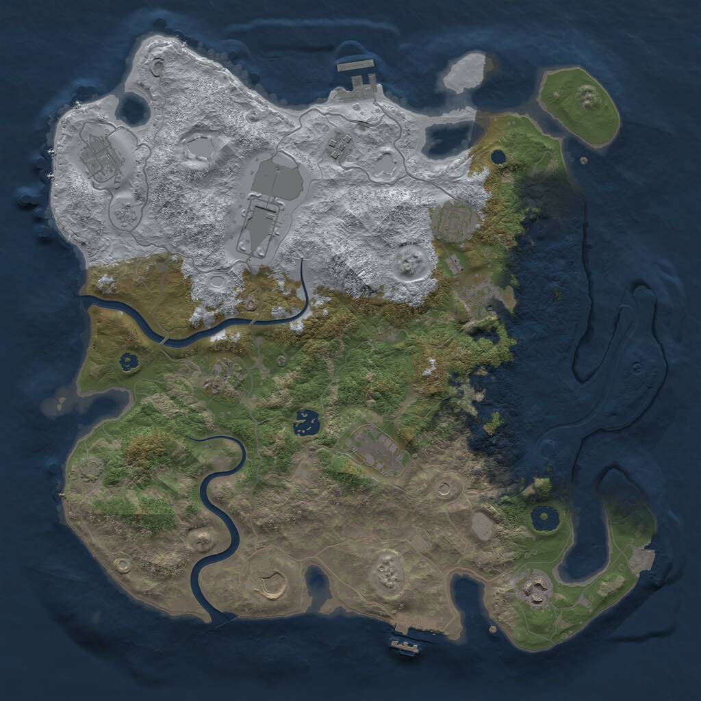 Rust Map: Procedural Map, Size: 3850, Seed: 91843151, 16 Monuments