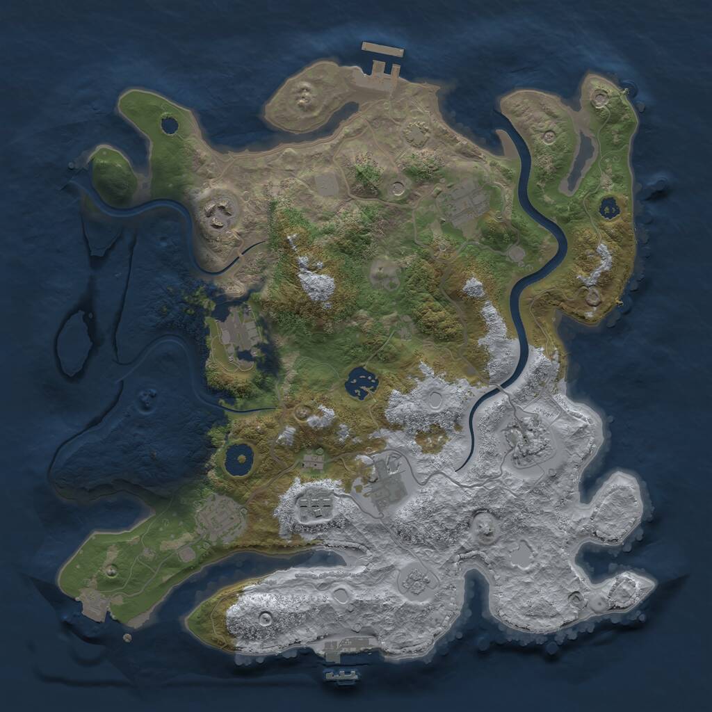 Rust Map: Procedural Map, Size: 3450, Seed: 31309507, 14 Monuments