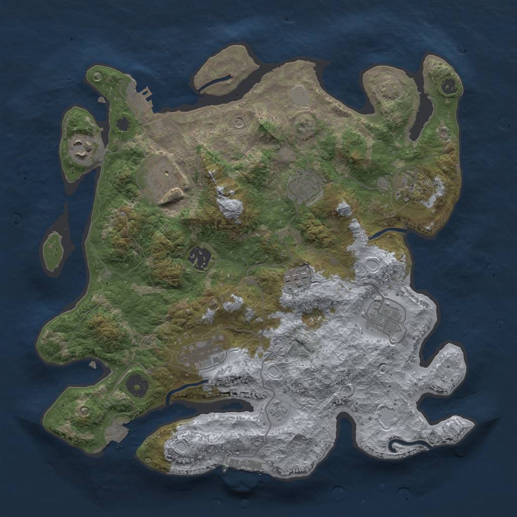 Rust Map: Procedural Map, Size: 3450, Seed: 31309507, 16 Monuments