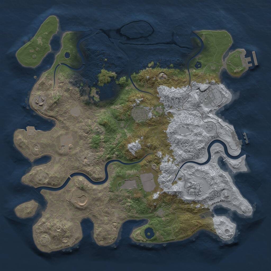 Rust Map: Procedural Map, Size: 3850, Seed: 60302180, 15 Monuments