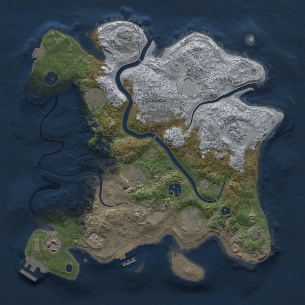 Rust Map: Procedural Map, Size: 3450, Seed: 41968886, 14 Monuments