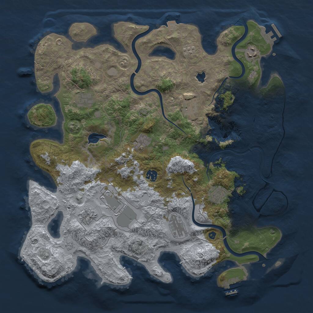 Rust Map: Procedural Map, Size: 4100, Seed: 70685721, 16 Monuments