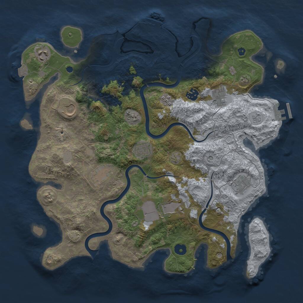 Rust Map: Procedural Map, Size: 3850, Seed: 91491643, 15 Monuments