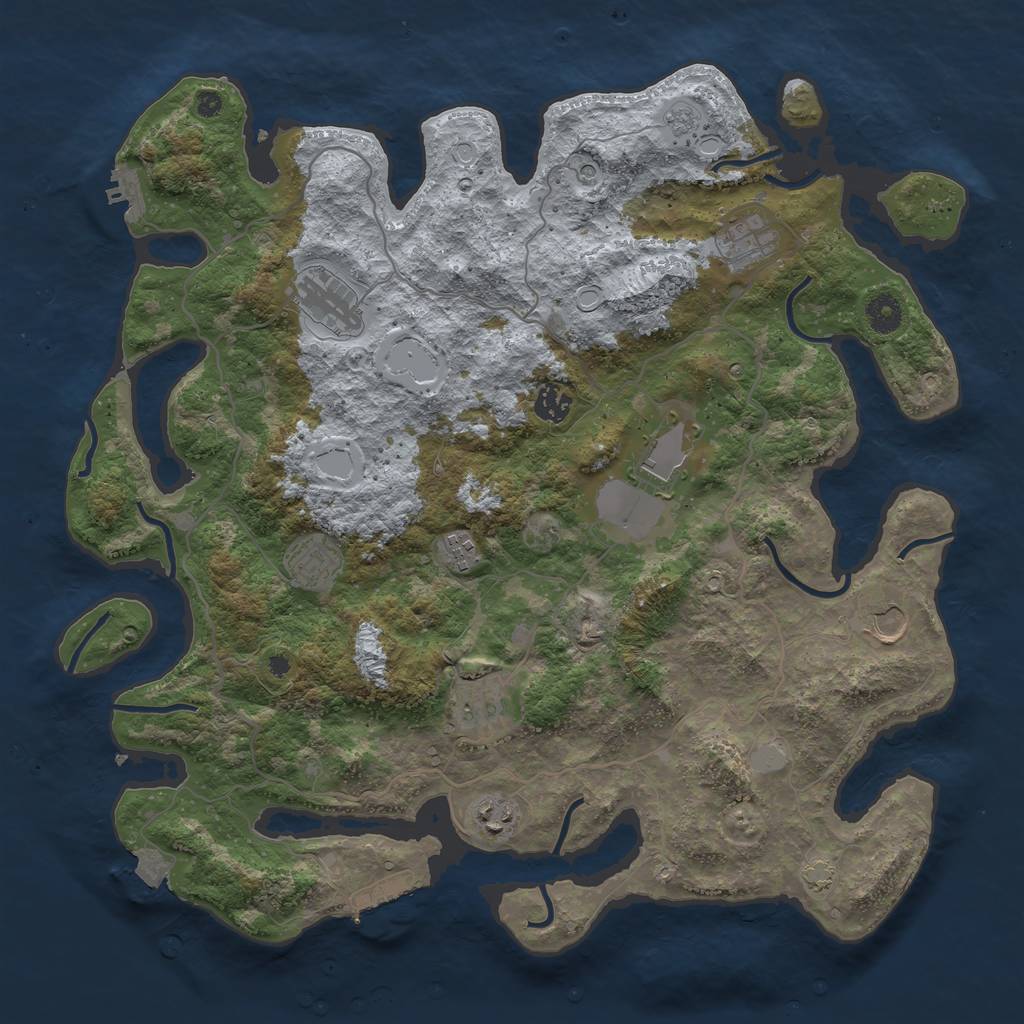 Rust Map: Procedural Map, Size: 4100, Seed: 38168765, 17 Monuments