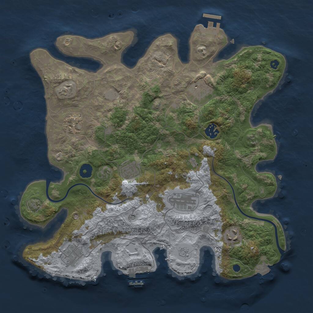 Rust Map: Procedural Map, Size: 3450, Seed: 44770079, 13 Monuments