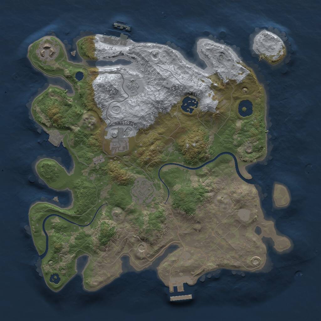 Rust Map: Procedural Map, Size: 3000, Seed: 1020760991, 9 Monuments