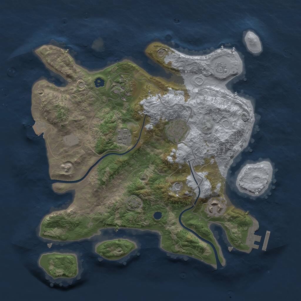 Rust Map: Procedural Map, Size: 3000, Seed: 16639, 9 Monuments