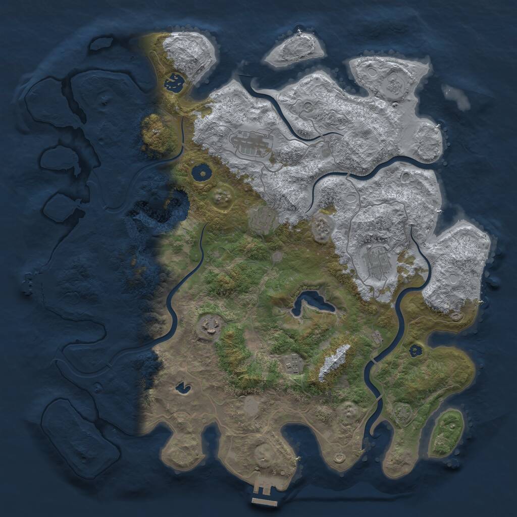 Rust Map: Procedural Map, Size: 4100, Seed: 13081491, 12 Monuments