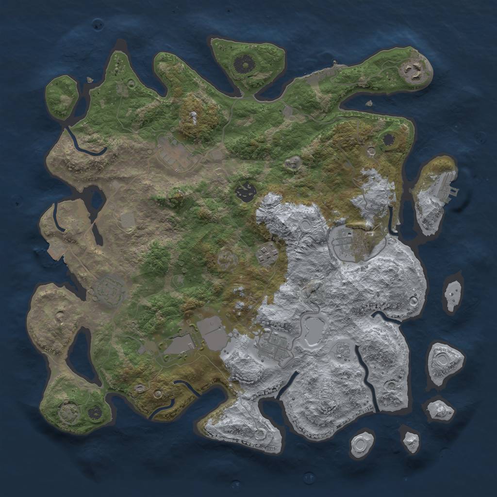 Rust Map: Procedural Map, Size: 3750, Seed: 12551787, 16 Monuments