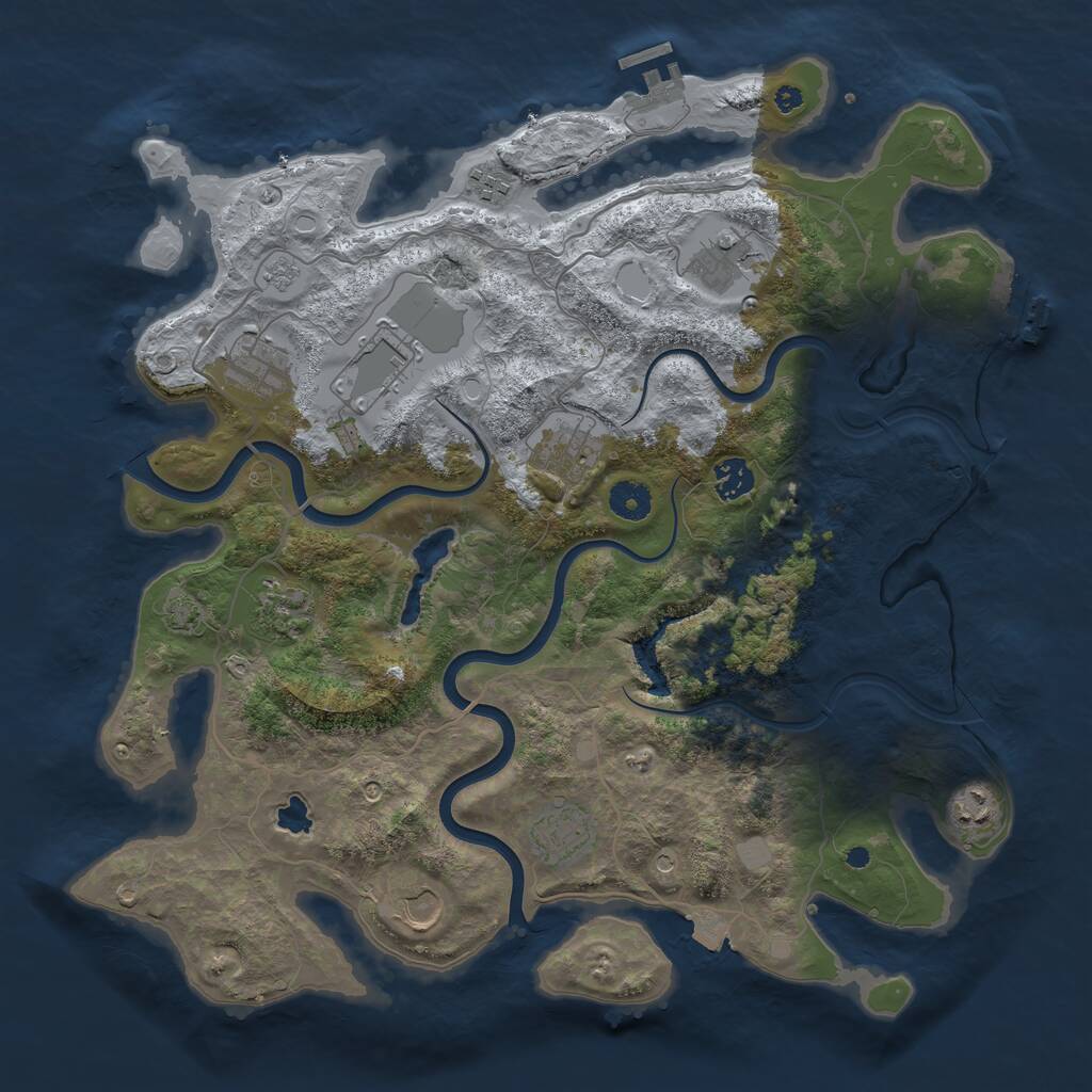 Rust Map: Procedural Map, Size: 4000, Seed: 44393296, 16 Monuments