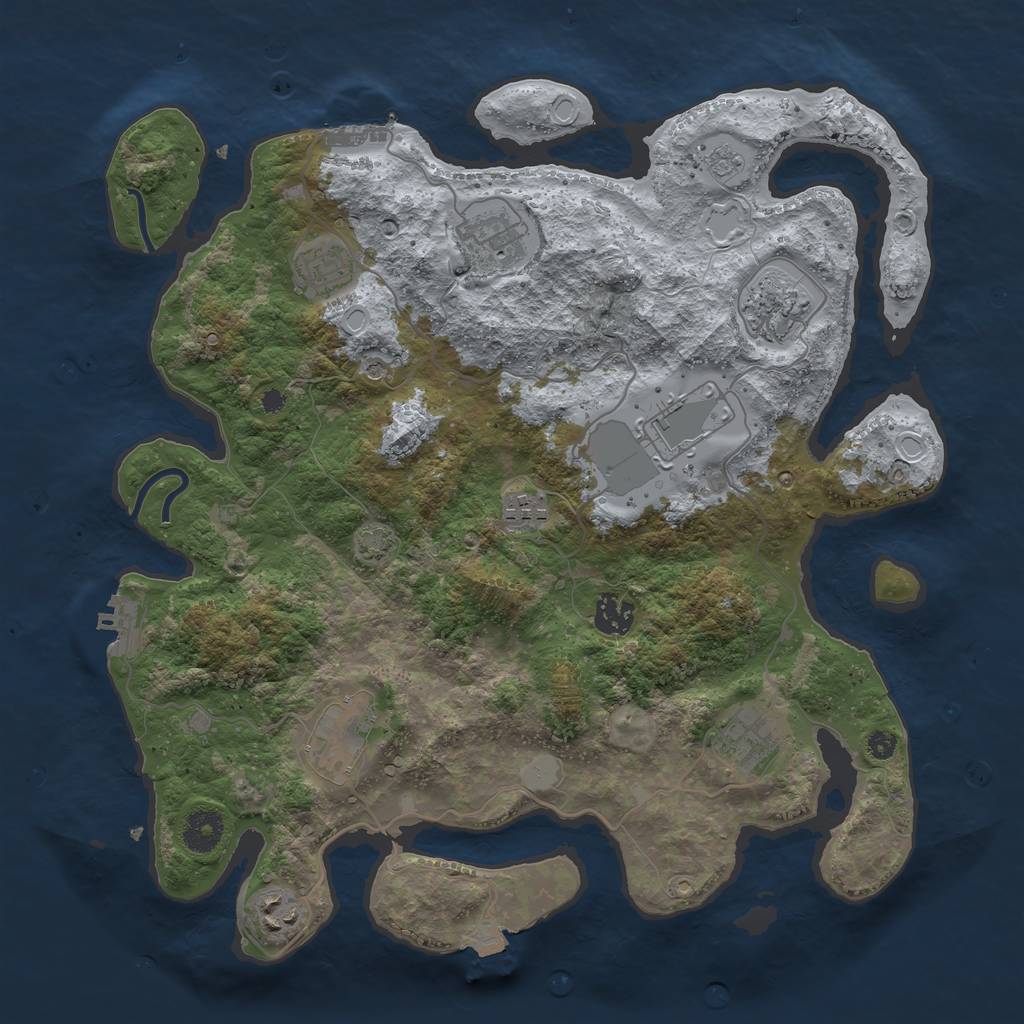Rust Map: Procedural Map, Size: 3700, Seed: 1903670688, 17 Monuments