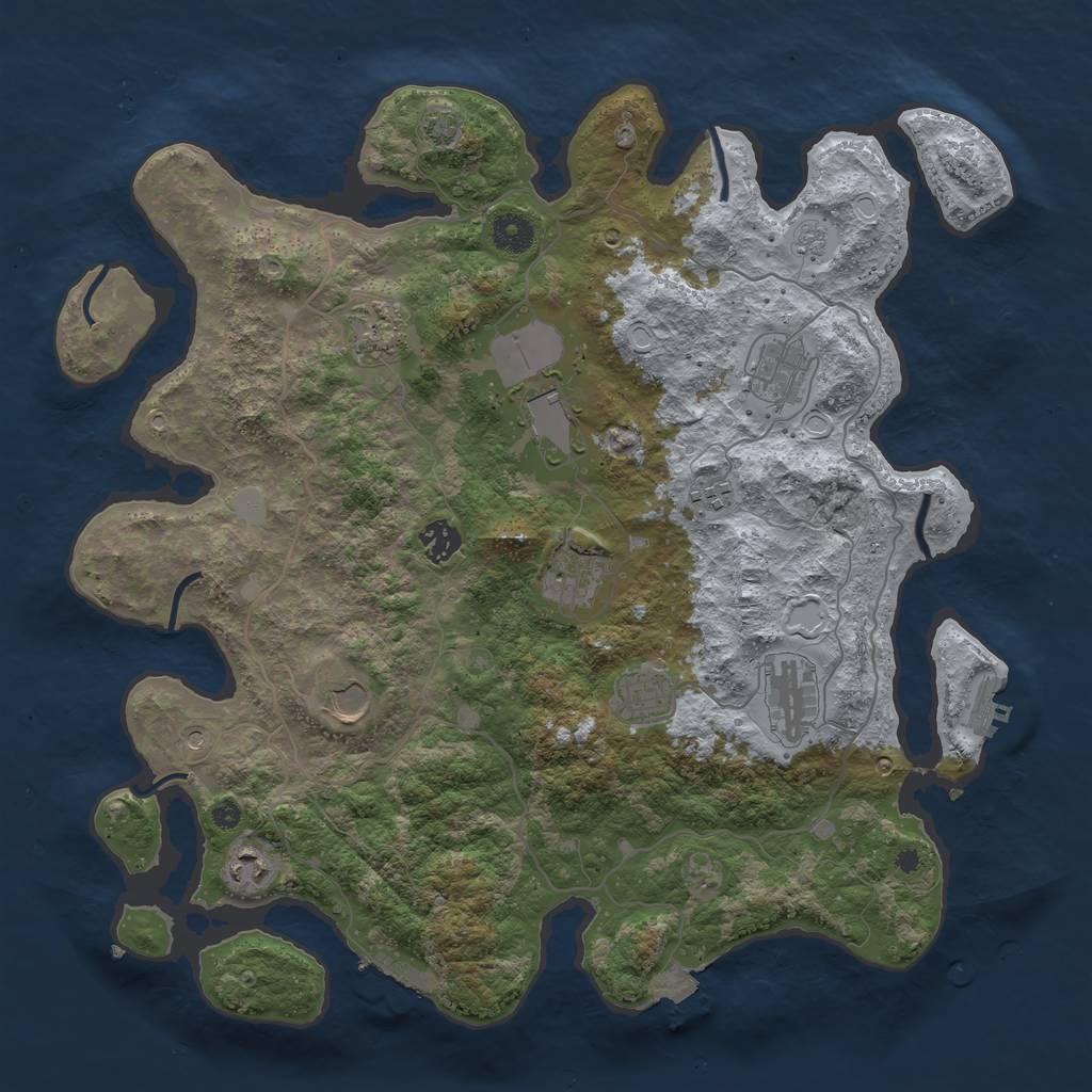 Rust Map: Procedural Map, Size: 4000, Seed: 9821, 18 Monuments