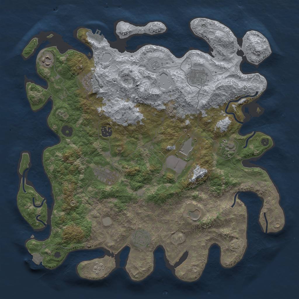 Rust Map: Procedural Map, Size: 3950, Seed: 39246248, 17 Monuments