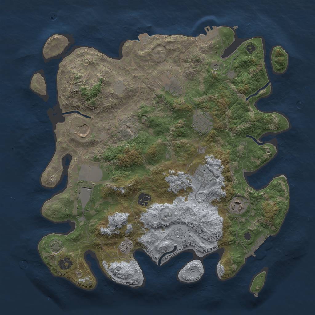 Rust Map: Procedural Map, Size: 3600, Seed: 16087256, 16 Monuments