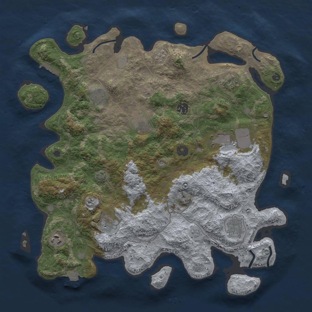 Rust Map: Procedural Map, Size: 4000, Seed: 63911, 16 Monuments