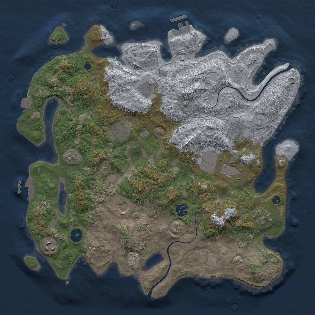 Rust Map: Procedural Map, Size: 3800, Seed: 6857, 15 Monuments