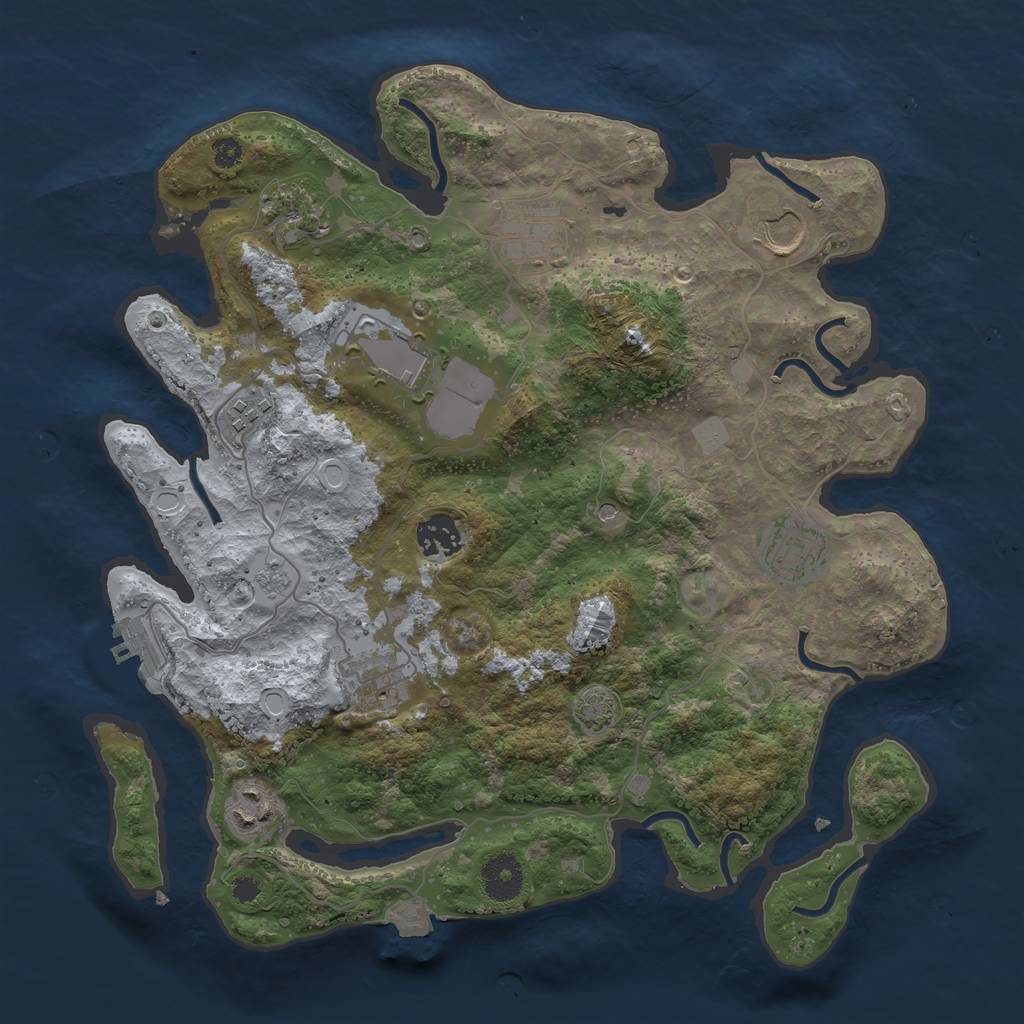 Rust Map: Procedural Map, Size: 3500, Seed: 57846420, 16 Monuments