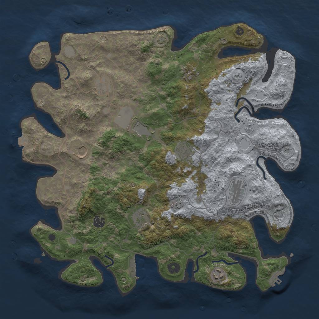 Rust Map: Procedural Map, Size: 4000, Seed: 668306626, 18 Monuments