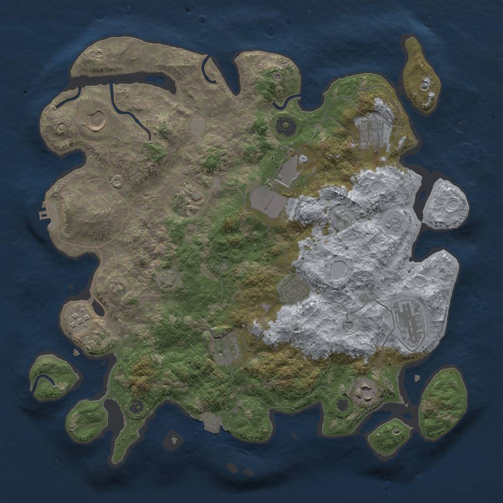 Rust Map: Procedural Map, Size: 3700, Seed: 227273488, 16 Monuments