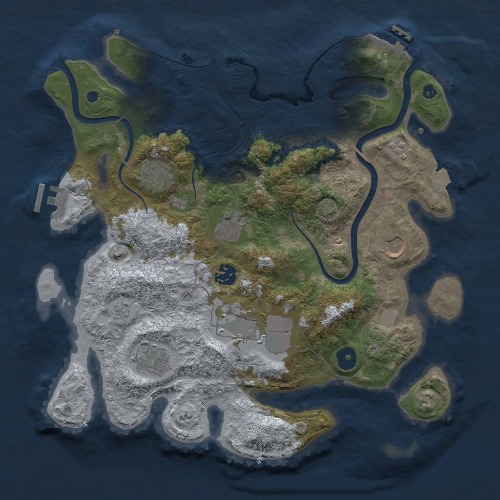 Rust Map: Procedural Map, Size: 3500, Seed: 1698385901, 13 Monuments