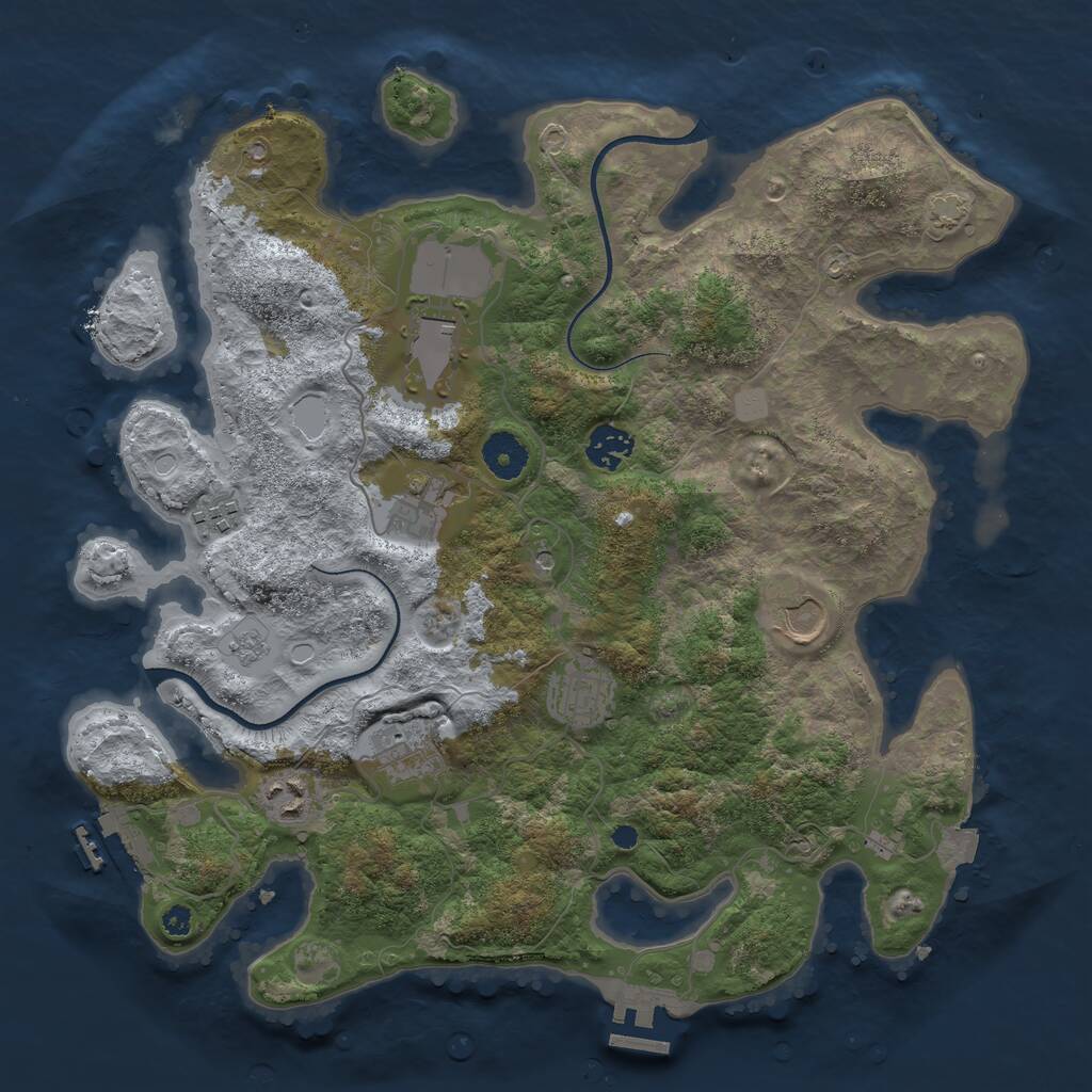 Rust Map: Procedural Map, Size: 3650, Seed: 60203855, 14 Monuments