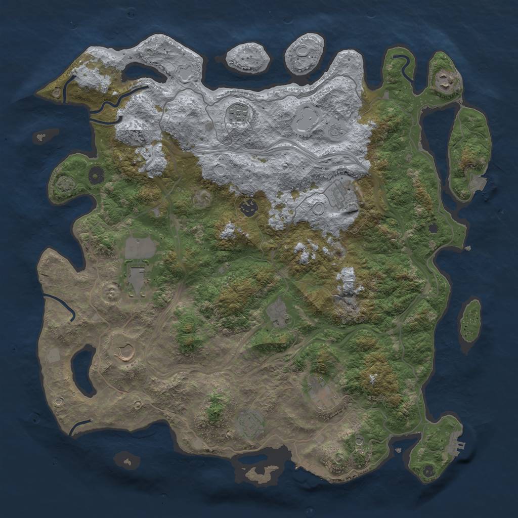 Rust Map: Procedural Map, Size: 4500, Seed: 47279868, 17 Monuments