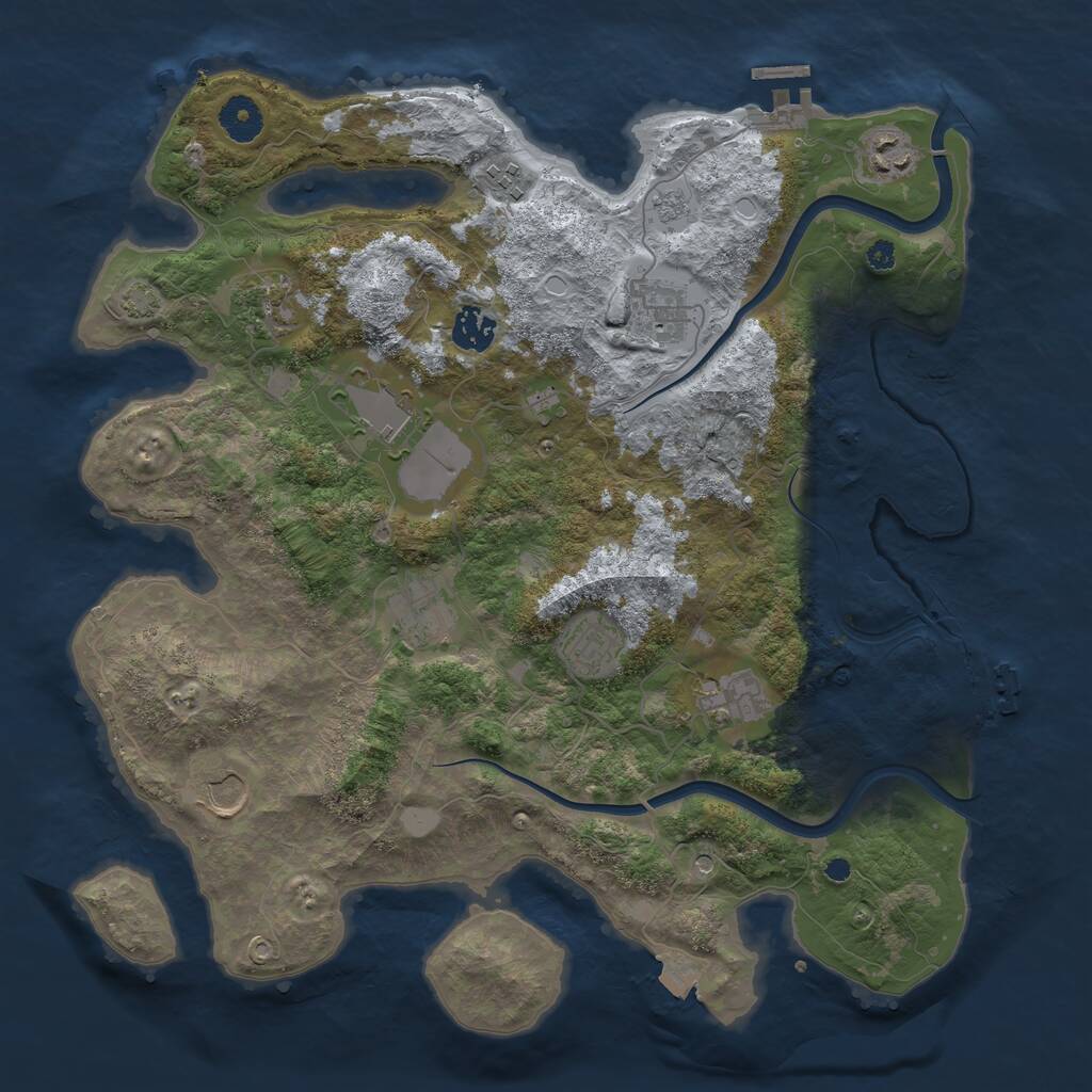 Rust Map: Procedural Map, Size: 3750, Seed: 36305833, 16 Monuments