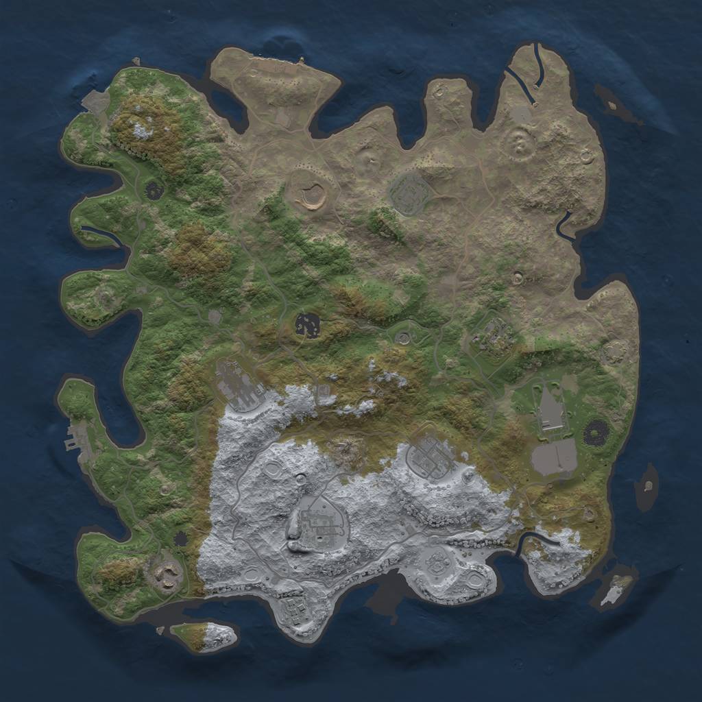 Rust Map: Procedural Map, Size: 4000, Seed: 74247642, 18 Monuments