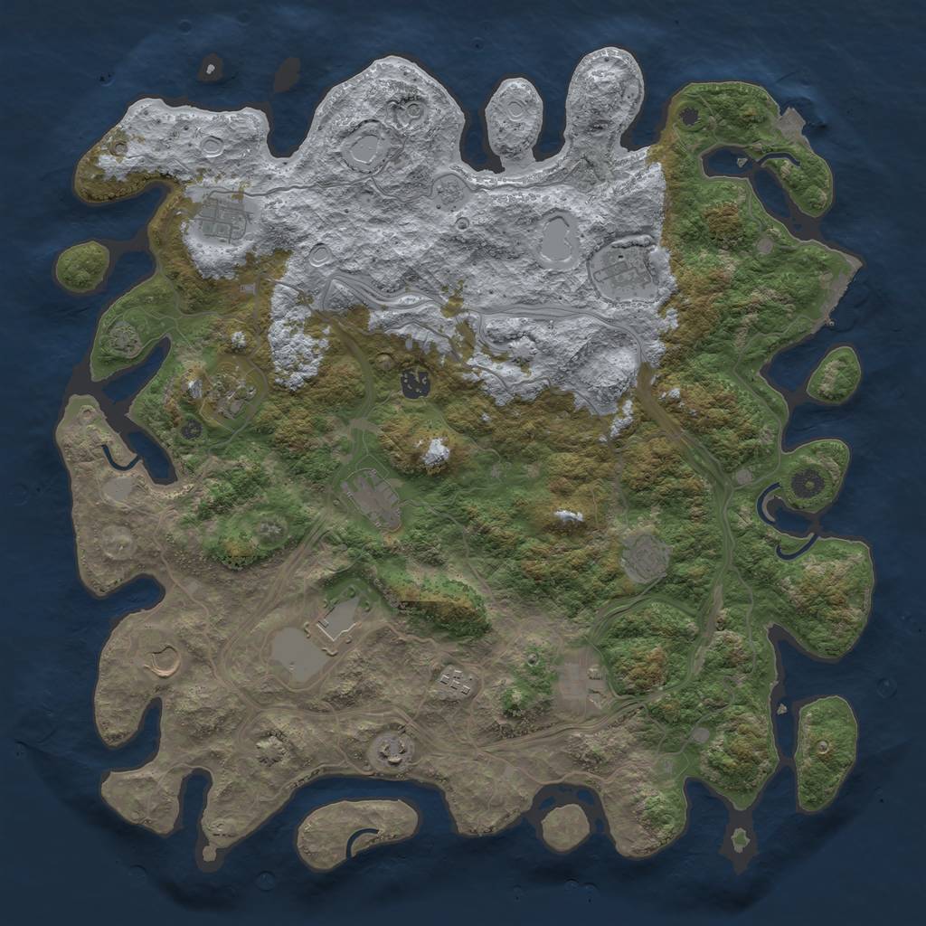 Rust Map: Procedural Map, Size: 4500, Seed: 1303641555, 18 Monuments