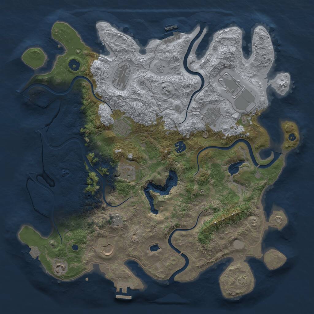 Rust Map: Procedural Map, Size: 4100, Seed: 29273137, 15 Monuments