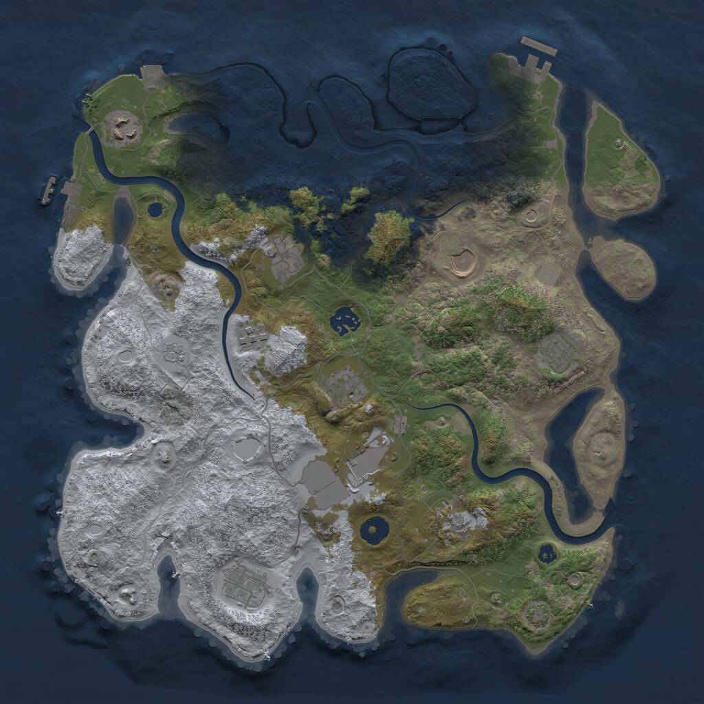 Rust Map: Procedural Map, Size: 3800, Seed: 21951809, 16 Monuments