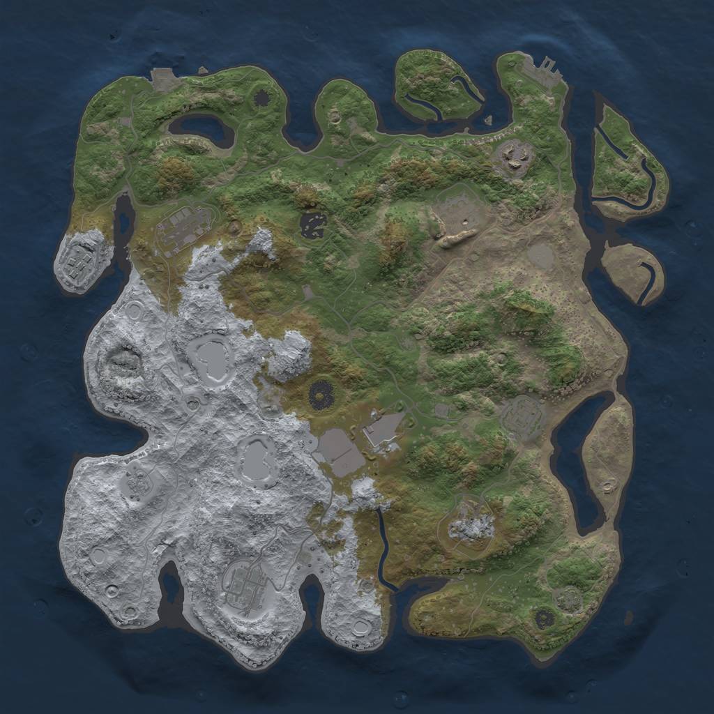 Rust Map: Procedural Map, Size: 3800, Seed: 21951809, 16 Monuments