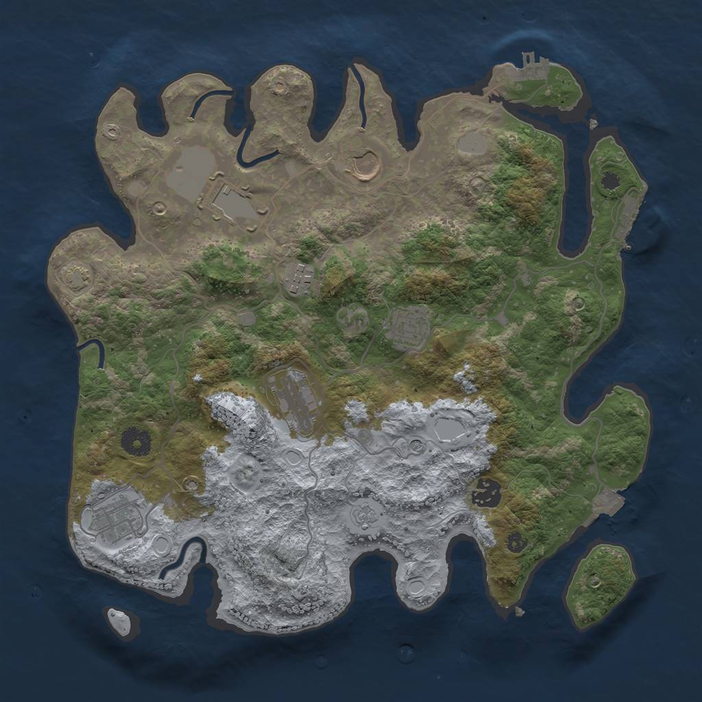 Rust Map: Procedural Map, Size: 3500, Seed: 8568595, 15 Monuments